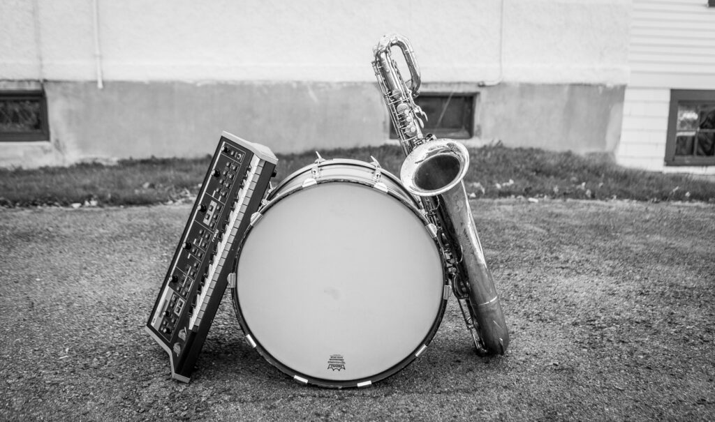 Synth Drums Saxophone Triangle Black and White